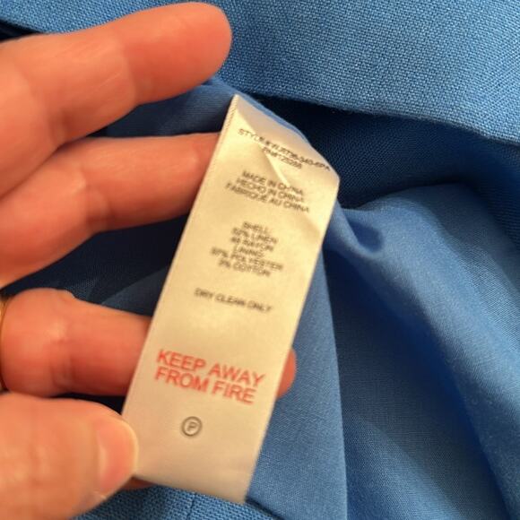 Jason Wu Blazer Cropped Shoulder Pad Linen Blend Blue Braided Detail Large New - Picture 10 of 11